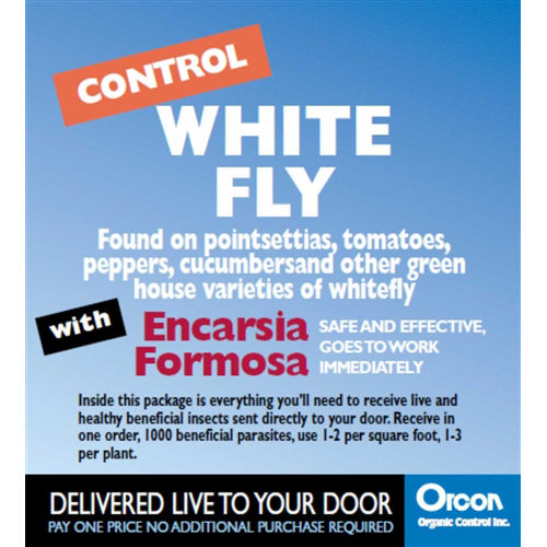 Label for White Fly/Encarsia Formosa that comes live in the mail